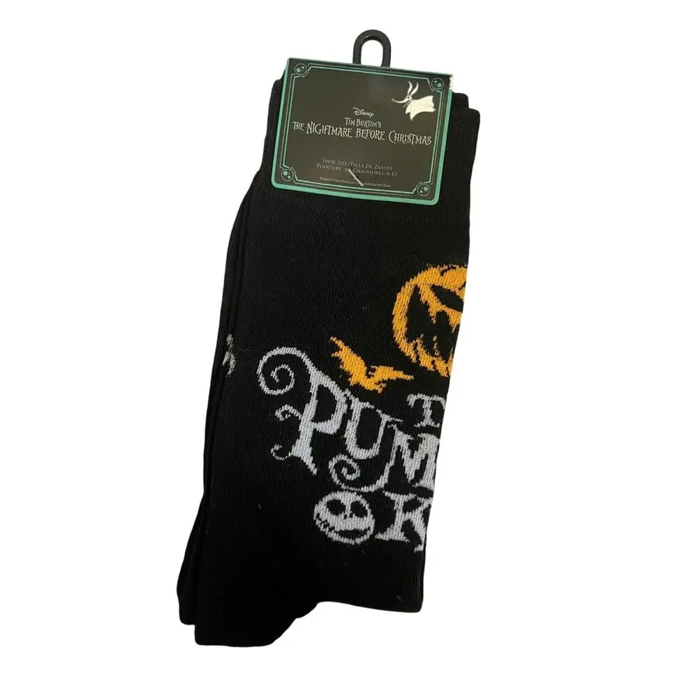 Disney Nightmare Before Christmas Pumpkin King Crew Socks Shoe Size 6-12 NWT